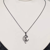 Mio Queena - Sterling Silver Black Cat & Bat On The Moon Necklace