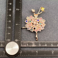 Mio Queena - Elegant Ballet Girl Brooch: White Rhinestones