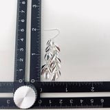 Mio Queena - Silver Leaf Fringe Dangle Earrings