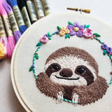 Jessica Long Embroidery - Smiling Sloth Embroidery Kit