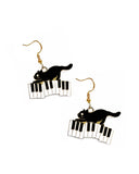 Songbird Artistry - Black Cat Piano Earrings