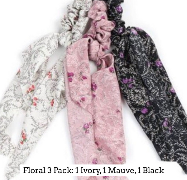 Nollia - Floral Scrunchies with Tails 3-Pack
