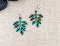 Covaly Artisan Jewelry - Large Brass Branch Paint Patina Earrings