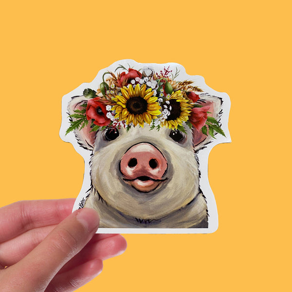 Hippie Hound Studios - Sunflower Pig Sticker
