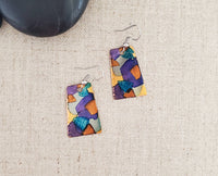 Covaly Artisan Jewelry - Alcohol Ink Small Trapezoid Earrings