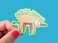 Lucky Sardine - Sloth Party Animal Funny Vinyl Sticker