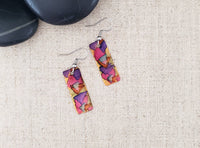 Covaly Artisan Jewelry - Alcohol Ink Small Rectangle Earrings