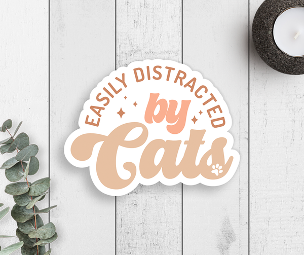 Expression Design Co - Easily Distracted By Cats Vinyl Sticker