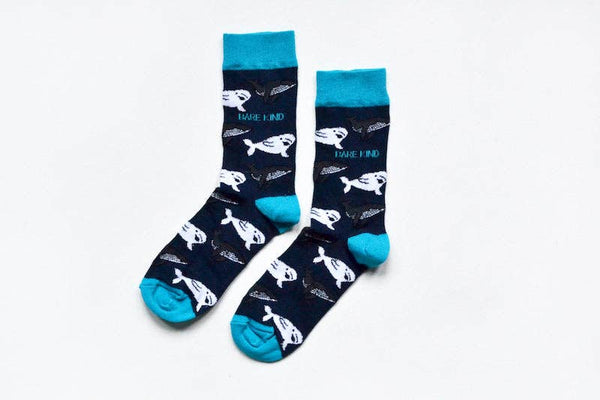 Bare Kind - Whales - Adult Bamboo Socks