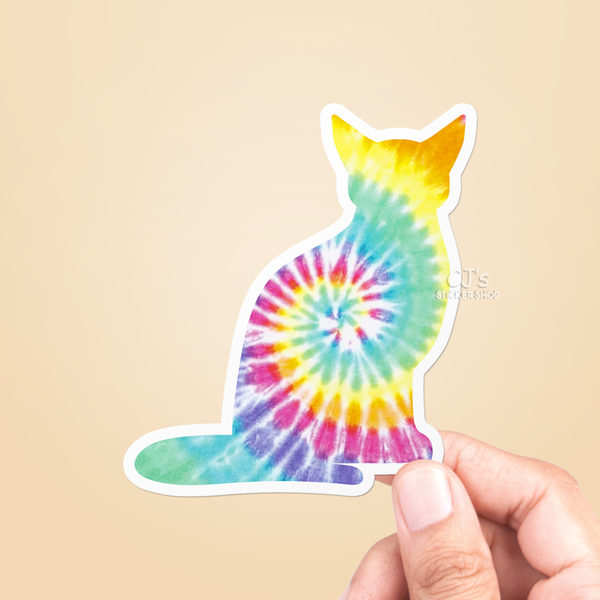 CJ's Sticker Shop - Tie Dye Cat Sticker