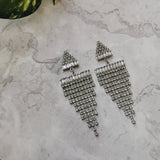 Emi Jewellery - Triangle Rhinestone Fringe Earrings