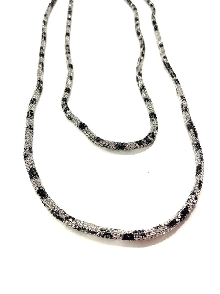 LB Sparkly Cheetah Double Strand Necklace - SILVER