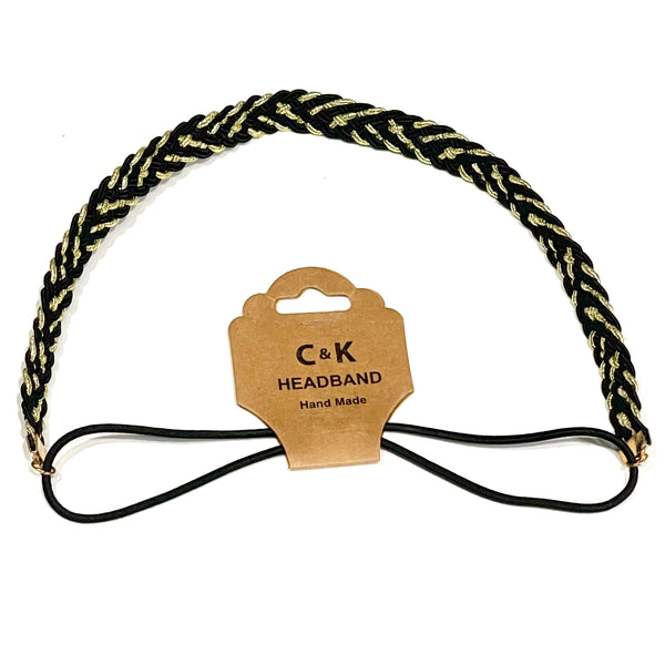 SP Braided Elastic Headband - BLACK GOLD