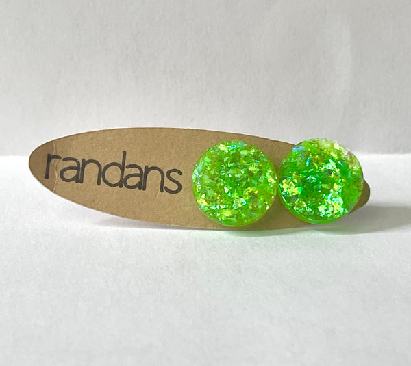 Randans - Glitter Stud Earrings RADIOACTIVE LIME