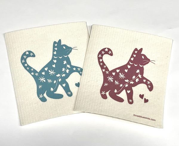 Three Bluebirds Swedish Dishcloths - Cool Cat Swedish Dishcloth 2-Pack