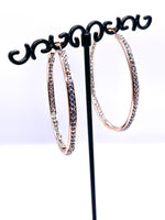 JK 2” Inside Out Crystal Rose Gold Hoop Earrings