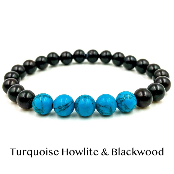 Everwood Turquoise Howlite & Blackwood Bead Bracelet