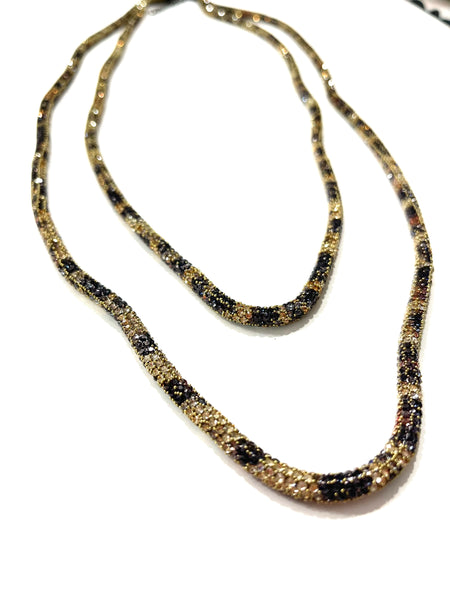LB Sparkly Cheetah Double Strand Necklace - GOLD