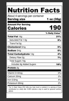 Nutritional information chart - email AmyFoxyStyle@gmail.com for assistance. 
