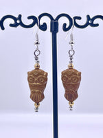 Amy Foxy Style Handmade Earrings Owl with Silver and Golden Beads