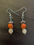Amy Foxy Style Handmade Earrings - Orange Skulls