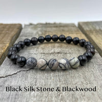 Everwood Black Silk Stone & Blackwood Bead Bracelet