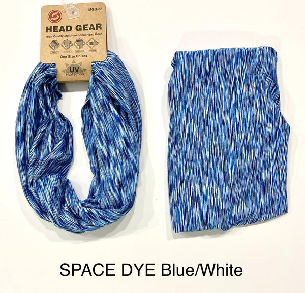 SP Fabric Multifunctional Head Gear Headband - SPACE DYE BLUE & WHITE