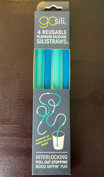 GoSili - Connectable Reusable Silicone Straw 4pk Clip Strip