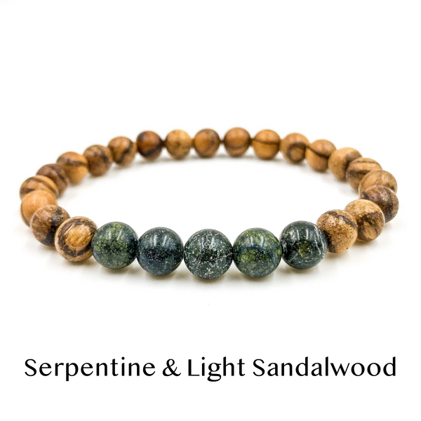 Everwood Serpentine & Light Sandalwood Bead Bracelet